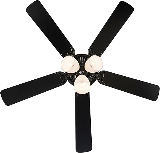 TRANS GLOBE F-2005 BK I Solana Collection 52 Inch Five Blade Ceiling Fan - Black Finish | with Three-Light Fixture I Modern Contemporary Fixture I