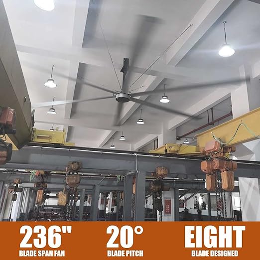 Heavy-Duty 236" Industrial Ceiling Fan with Adjustable Fan Downrod– Most Giant Fan, High-Performance Cooling for Large Spaces