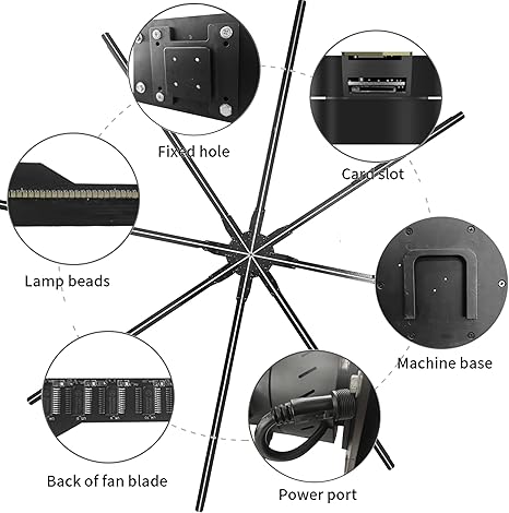 150CM (59-inch) Large 3D Hologram Fan – Commercial Advertising Display, 8-Blade LED Holographic Projector, WiFi & APP Control, Secure Flight Case Packaging