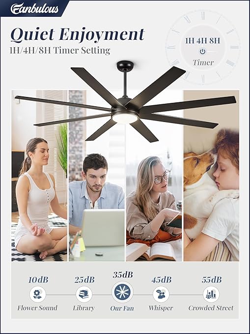 65 Inch Ceiling Fans Indoor/Outdoor 8 Blades
