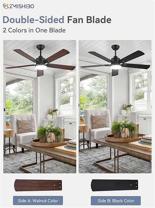 ZMISHIBO 52" Ceiling Fans with Lights Indoor Ceiling Fan