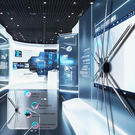 150CM (59-inch) Large 3D Hologram Fan – Commercial Advertising Display, 8-Blade LED Holographic Projector, WiFi & APP Control, Secure Flight Case Packaging