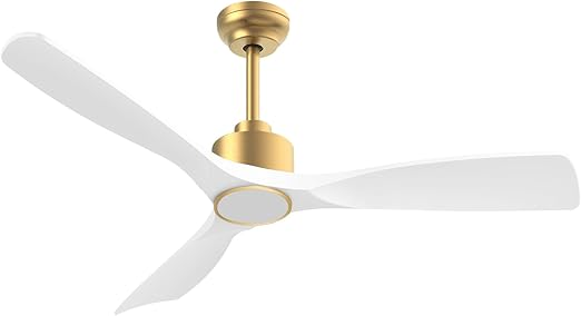 52 Inch ETL Listed Indoor Outdoor Smart Ceiling Fans with Lights Remote Control, Quiet DC Motor 3 Blade Modern White Gold Ceiling Fan for Bedroom Living Room Patio