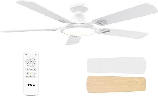 TCL Noiseless Ceiling Fans with Lights, DC Reversible Motor, 6 Speeds