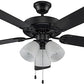TRANS GLOBE F-2005 BK I Solana Collection 52 Inch Five Blade Ceiling Fan - Black Finish | with Three-Light Fixture I Modern Contemporary Fixture I