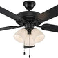 TRANS GLOBE F-2005 BK I Solana Collection 52 Inch Five Blade Ceiling Fan - Black Finish | with Three-Light Fixture I Modern Contemporary Fixture I