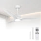 52 Inch Ceiling Fan with Lights and Remote, Morden White Ceiling Fan, Quiet Reversible Motor, Dimmable Light for Bedroom, Living Room, Dining room