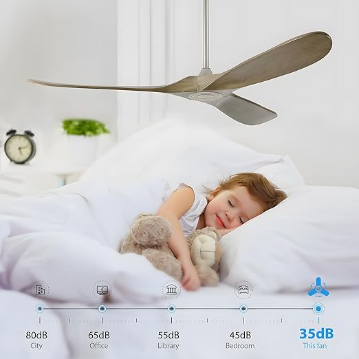 Ceiling Fan With Remote and Wall Control, 60 inch Wood Ceiling Fan with 3 Walnut Blades, 6 Speeds 3 Smart Timer Reversible DC Motor, Indoor/Outdoor Farmhouse Ceiling Fan for Bedroom Patios