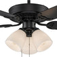 TRANS GLOBE F-2005 BK I Solana Collection 52 Inch Five Blade Ceiling Fan - Black Finish | with Three-Light Fixture I Modern Contemporary Fixture I
