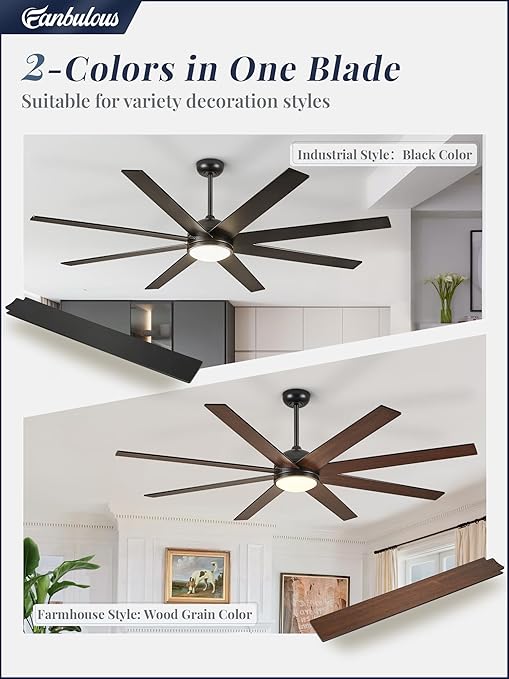 65 Inch Ceiling Fans Indoor/Outdoor 8 Blades