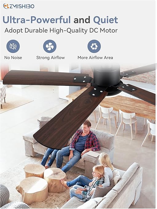 ZMISHIBO 52" Ceiling Fans with Lights Indoor Ceiling Fan