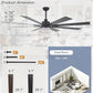 ZMISHIBO 72 inch Large Ceiling Fans with Lights and Remote, Indoor/Outdoor Black Modern Ceiling Fan for Kitchen Living Room Patio, 6 Speed Reversible Quiet DC Motor, 3 CCT, Dual Finish 8 Blades
