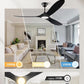 60 inch Outdoor Ceiling Fan for Patios with Light, Black Ceiling Fan with Light, Large Airflow 3 Reversible Solid Wood Blades, DC Motor, Damp Rated Ceiling Fans for Famhouse Exterior Porch