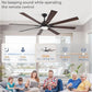 ZMISHIBO 72 inch Large Ceiling Fans with Lights and Remote, Indoor/Outdoor Black Modern Ceiling Fan for Kitchen Living Room Patio, 6 Speed Reversible Quiet DC Motor, 3 CCT, Dual Finish 8 Blades