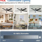 TCL 52" Ceiling Fan with Lights, Black Flush Mount Ceiling Fans with Remote Control, 6 Speeds DC Reversible, Dimmable, Noiseless, Low Profile Ceiling Fans for Bedroom