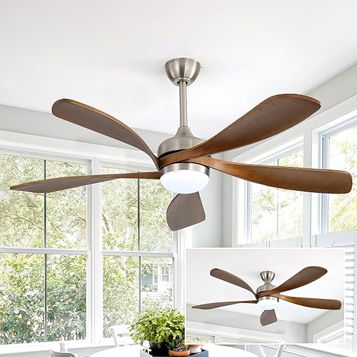ARTPLAN 52" Ceiling Fan with Light - Remote Control, 6-Speed Quiet DC Motor, 3-Color Dimmable LED, Adjustable Height for Bedroom, Living Room & Large Spaces,Sakuragi